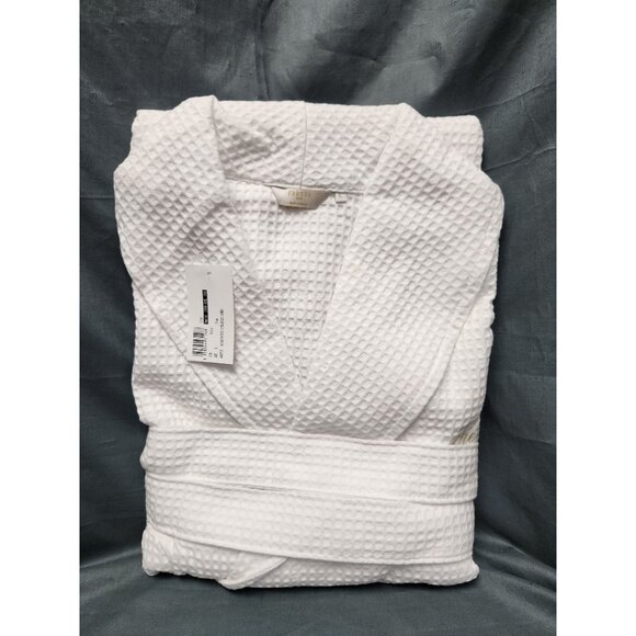 Frette Waffle Shawl Collar Bathrobe Cotton White Size L NEW WITH TAGS! - Picture 1 of 8